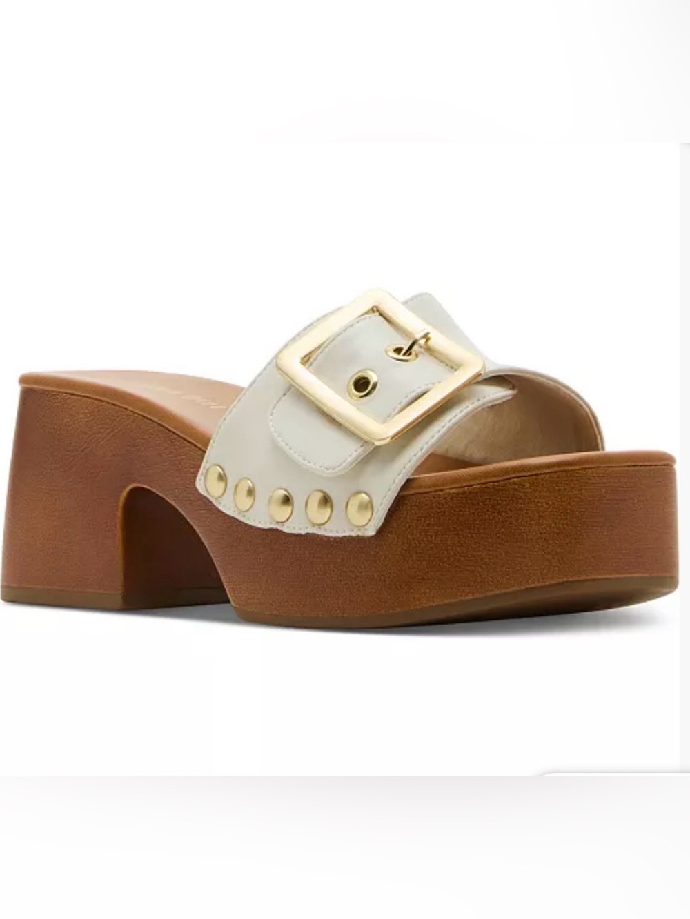 MADDEN GIRL Woodlandd Platform Block Heel white Bone Sandals 8 New!